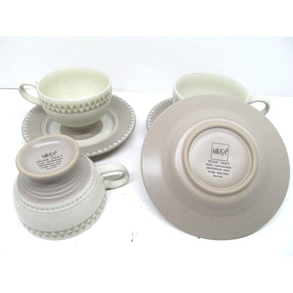Mikasa Stone Craft "Ventura" Set Of 3 Cups And 3 Saucers - Picture 3 of 8
